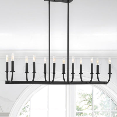 ##Antique Hardware## Bailey 12 Light Matte Black Chandelier