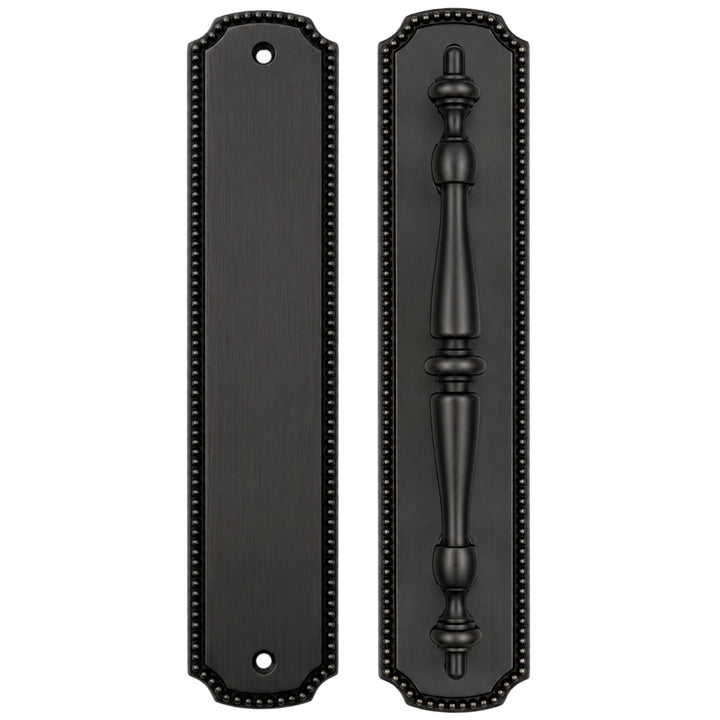 11 1/2 Inch Solid Brass Beaded Push & Pull Plate Set (Several Finishes Available)