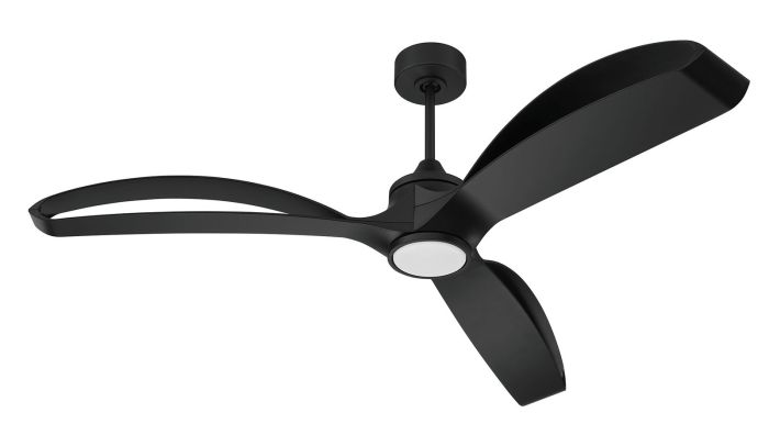 60"  Bandeaux Fan Flat Black, Flat Black Finish Blades, light kit Included (Optional)