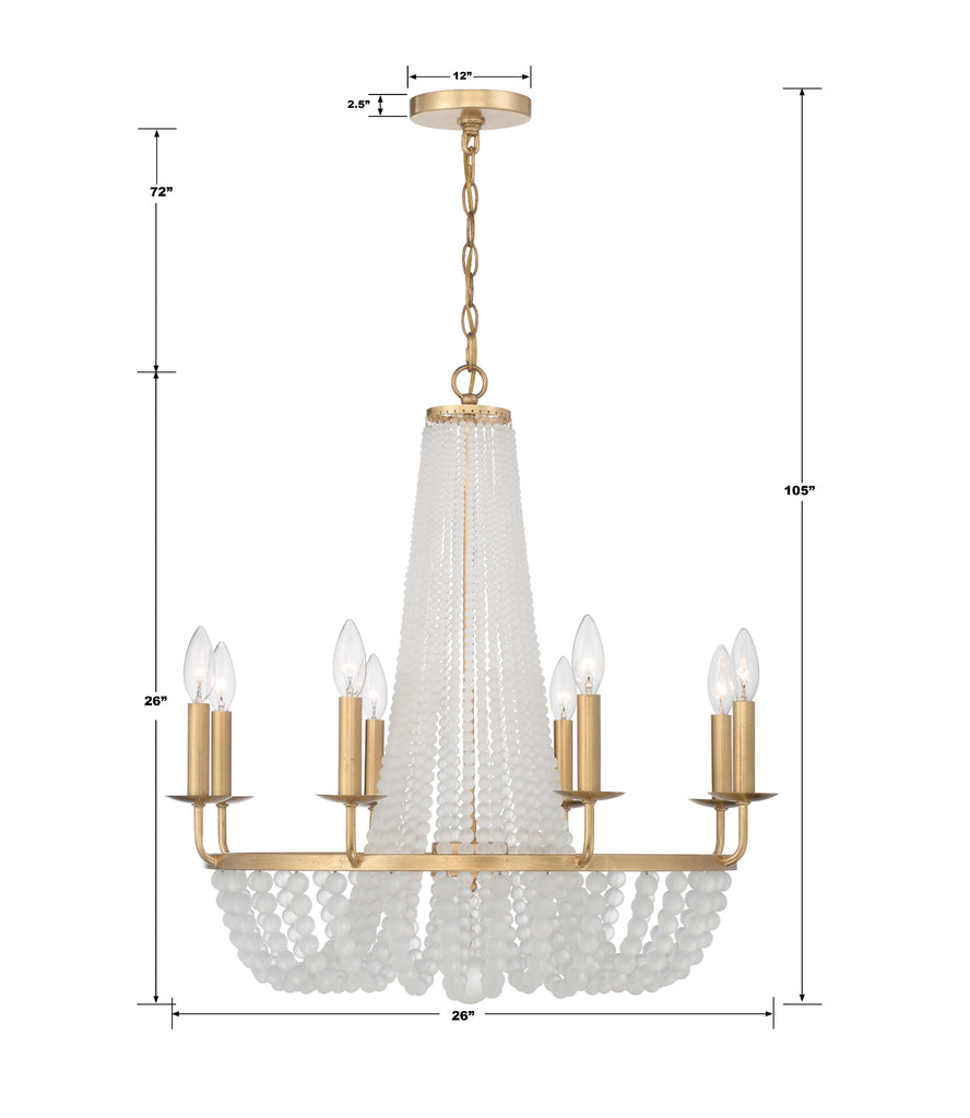 ##Antique Hardware## Bella 8 Light Antique Gold Chandelier