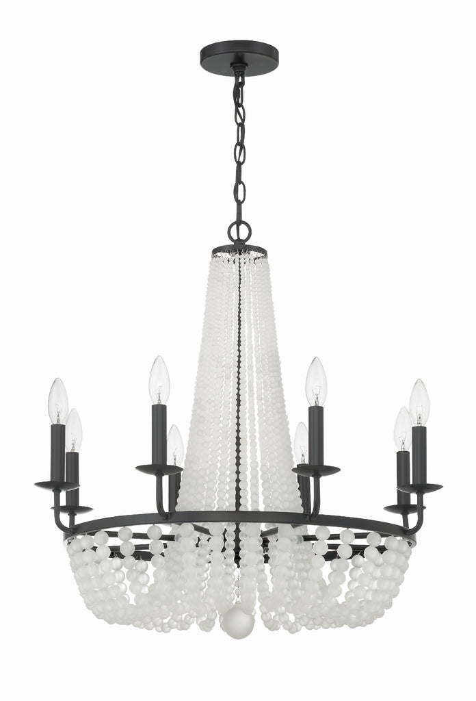 ##Antique Hardware## Bella 8 Light Matte Black Chandelier