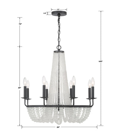 ##Antique Hardware## Bella 8 Light Matte Black Chandelier