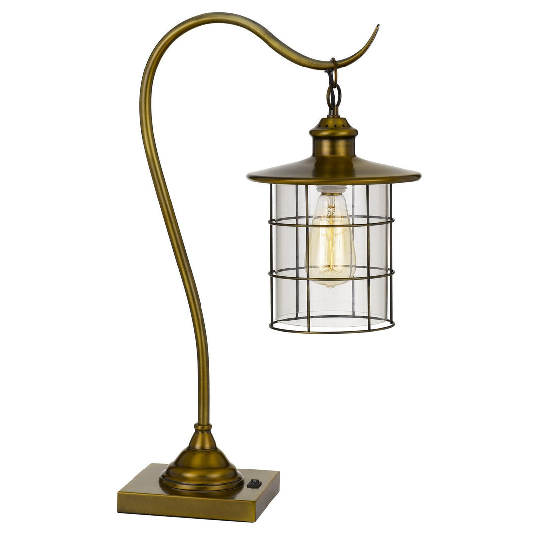 ##Antique Hardware## SILVERTON DESK LAMP WITH GLASS SHADE (EDISON BULB INCLUDED)