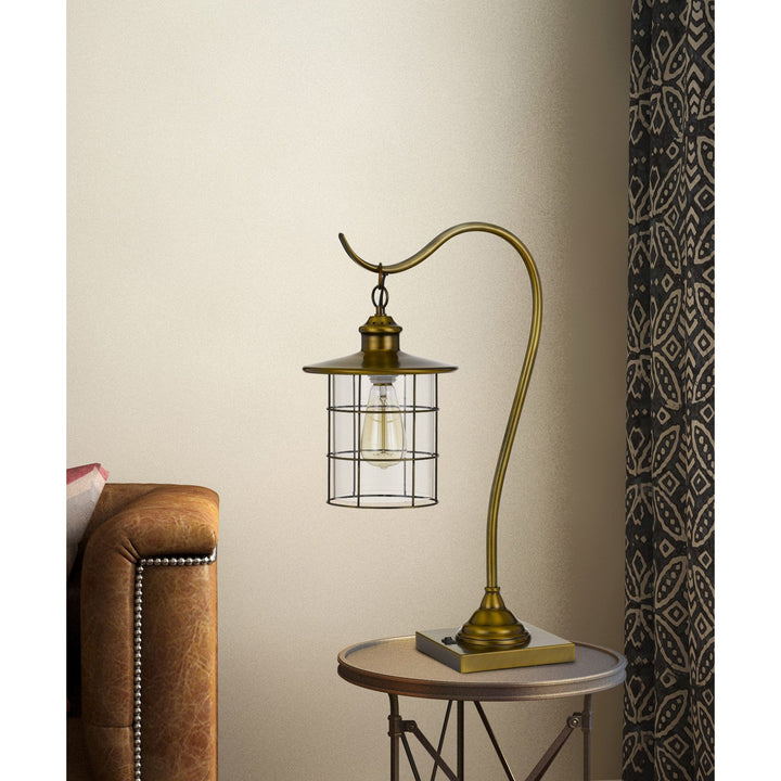 ##Antique Hardware## SILVERTON DESK LAMP WITH GLASS SHADE (EDISON BULB INCLUDED)