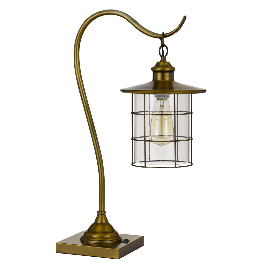 ##Antique Hardware## SILVERTON DESK LAMP WITH GLASS SHADE (EDISON BULB INCLUDED)
