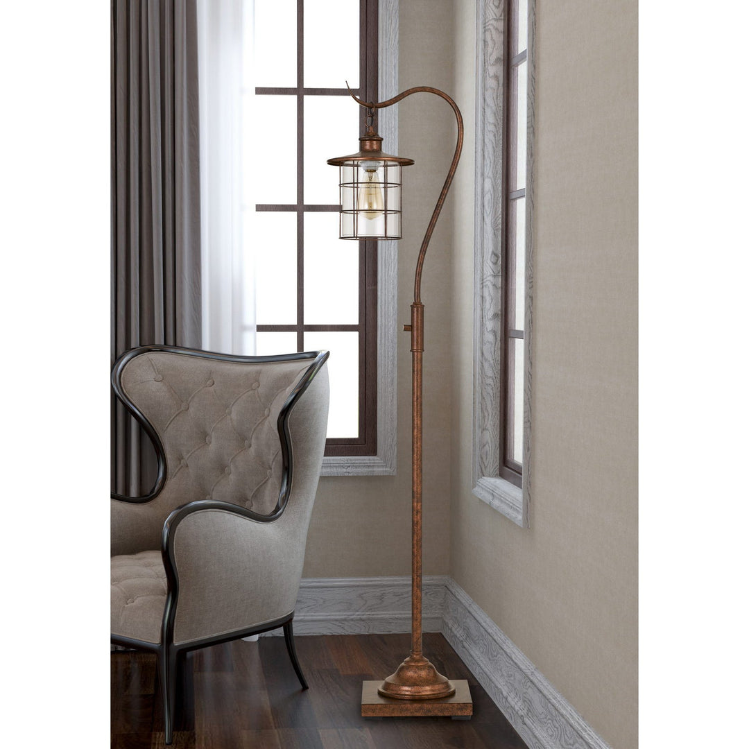 ##Antique Hardware## SILVERTON FLOOR LAMP WITH GLASS SHADE (EDISON BULB INCLUDED)