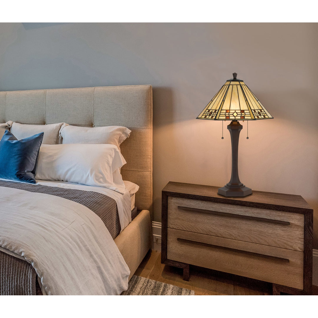 ##Antique Hardware## 60W X 2 TIFFANY TABLE LAMP