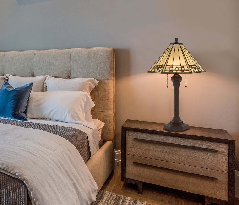 ##Antique Hardware## 60W X 2 TIFFANY TABLE LAMP