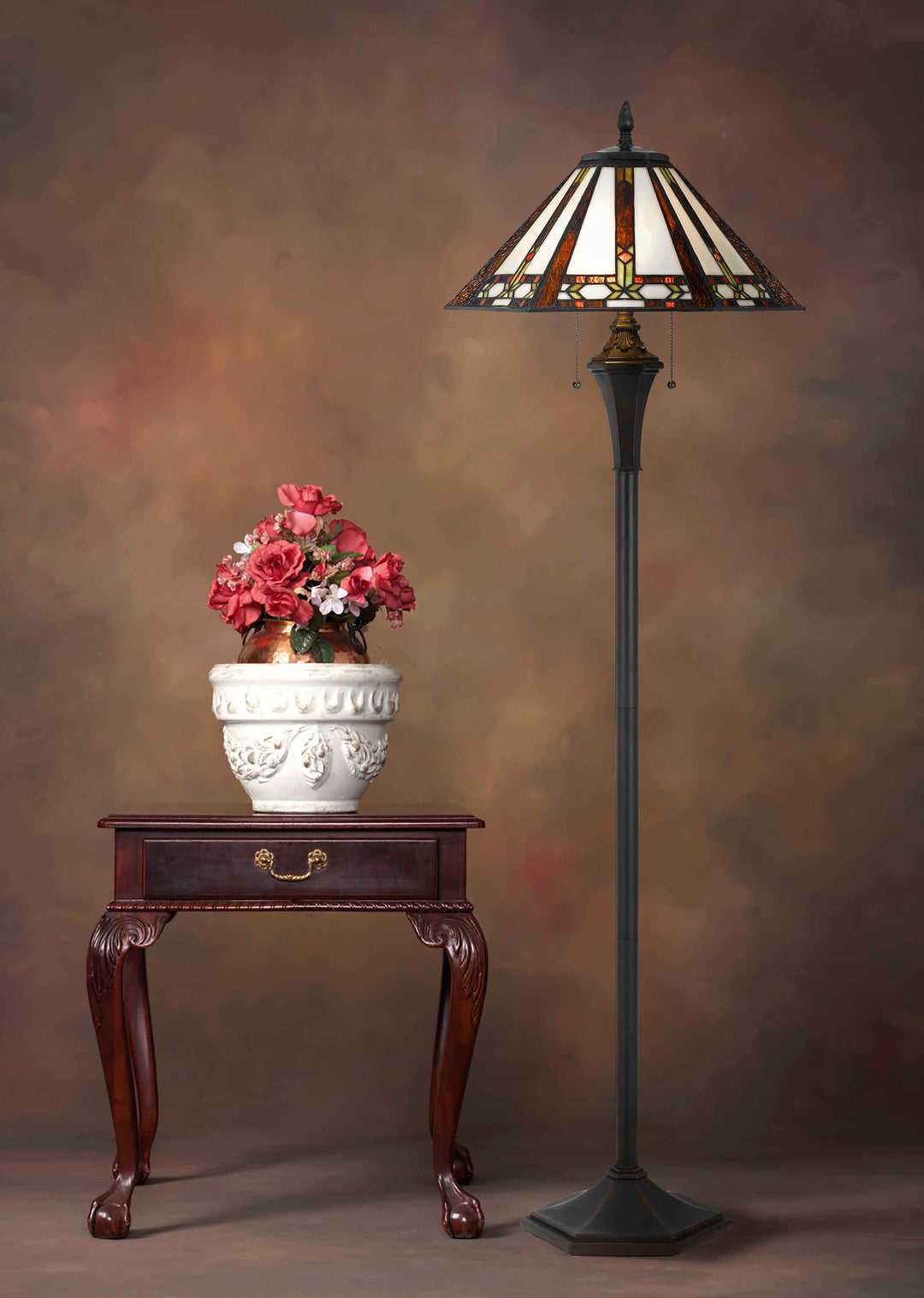##Antique Hardware## 60W X 2 TIFFANY FLOOR LAMP
