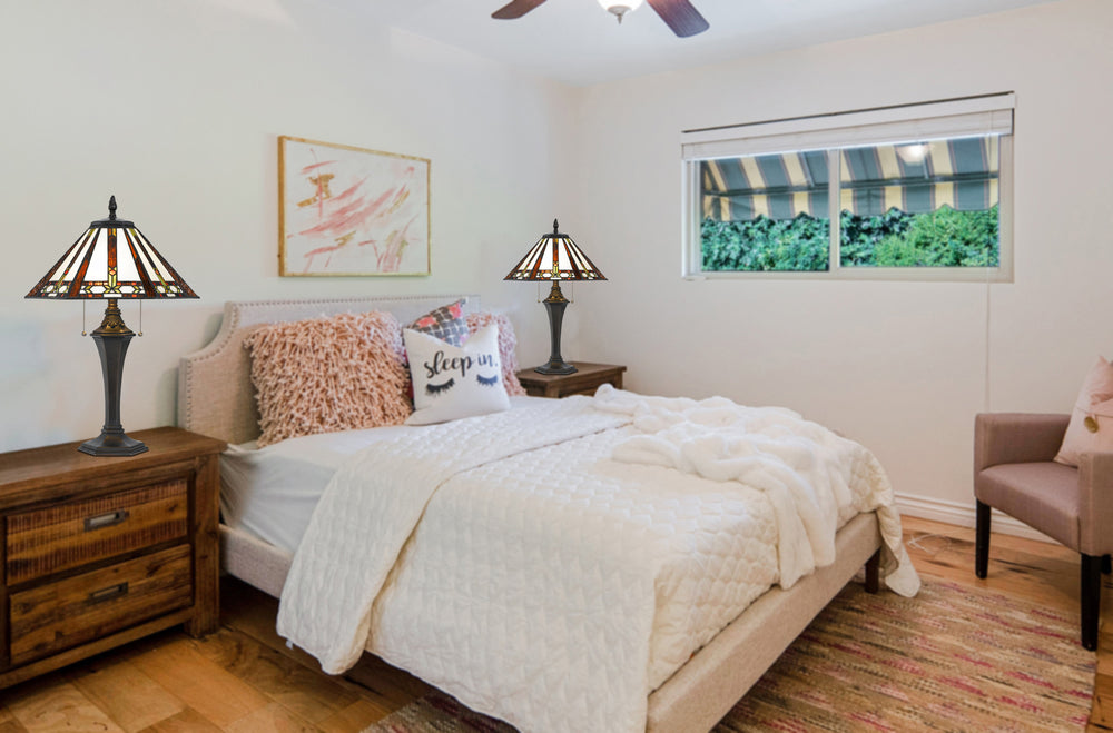 ##Antique Hardware## 60W X 2 TIFFANY TABLE LAMP