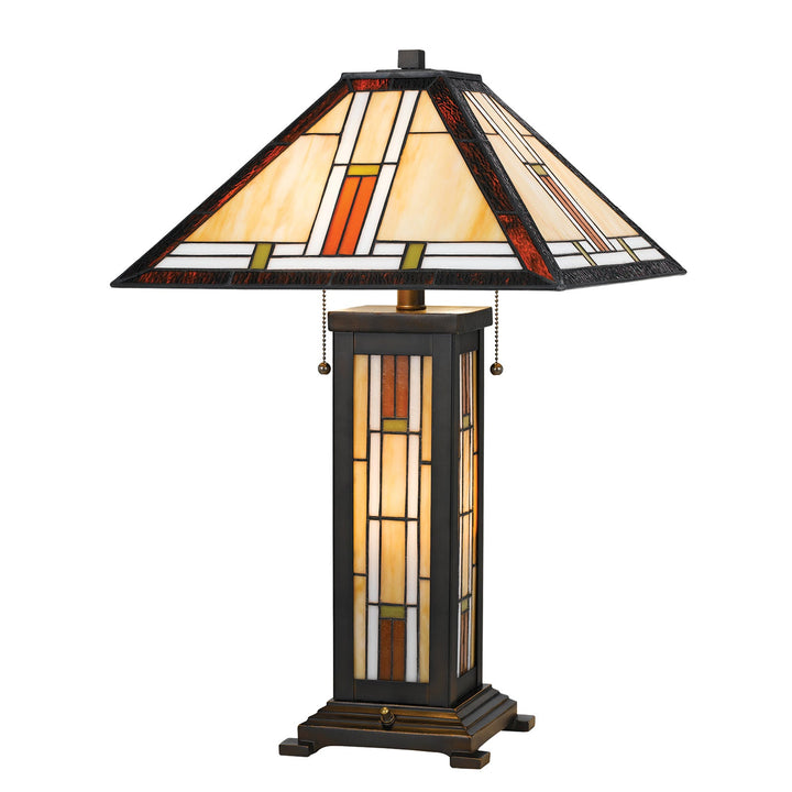 ##Antique Hardware## 60W X 2 TIFFANY TABLE LAMP WITH 7W NIGHT LIGHT