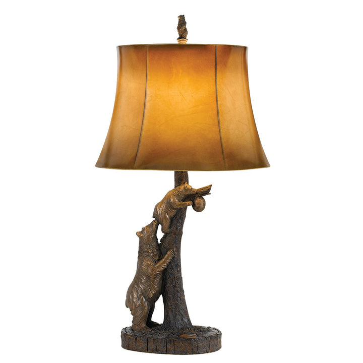 Antique Hardware 150W 3 WAY BEAR RESIN TABLE LAMP WITH LEATHRETTE SHADE Table Lamp