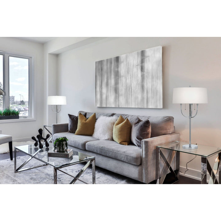 Antique Hardware 60W X 2 LESINAMETAL  FLOOR LAMP WITH LINEN SHADE Table Lamp