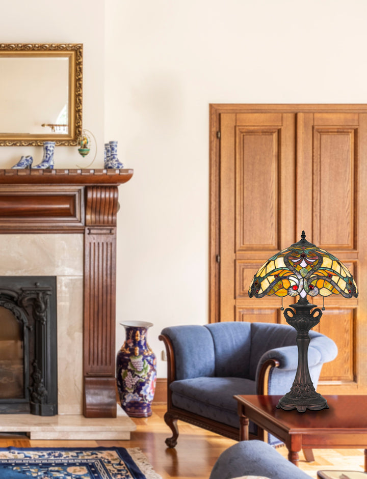 ##Antique Hardware## 60W X 2 TIFFANY TABLE LAMP