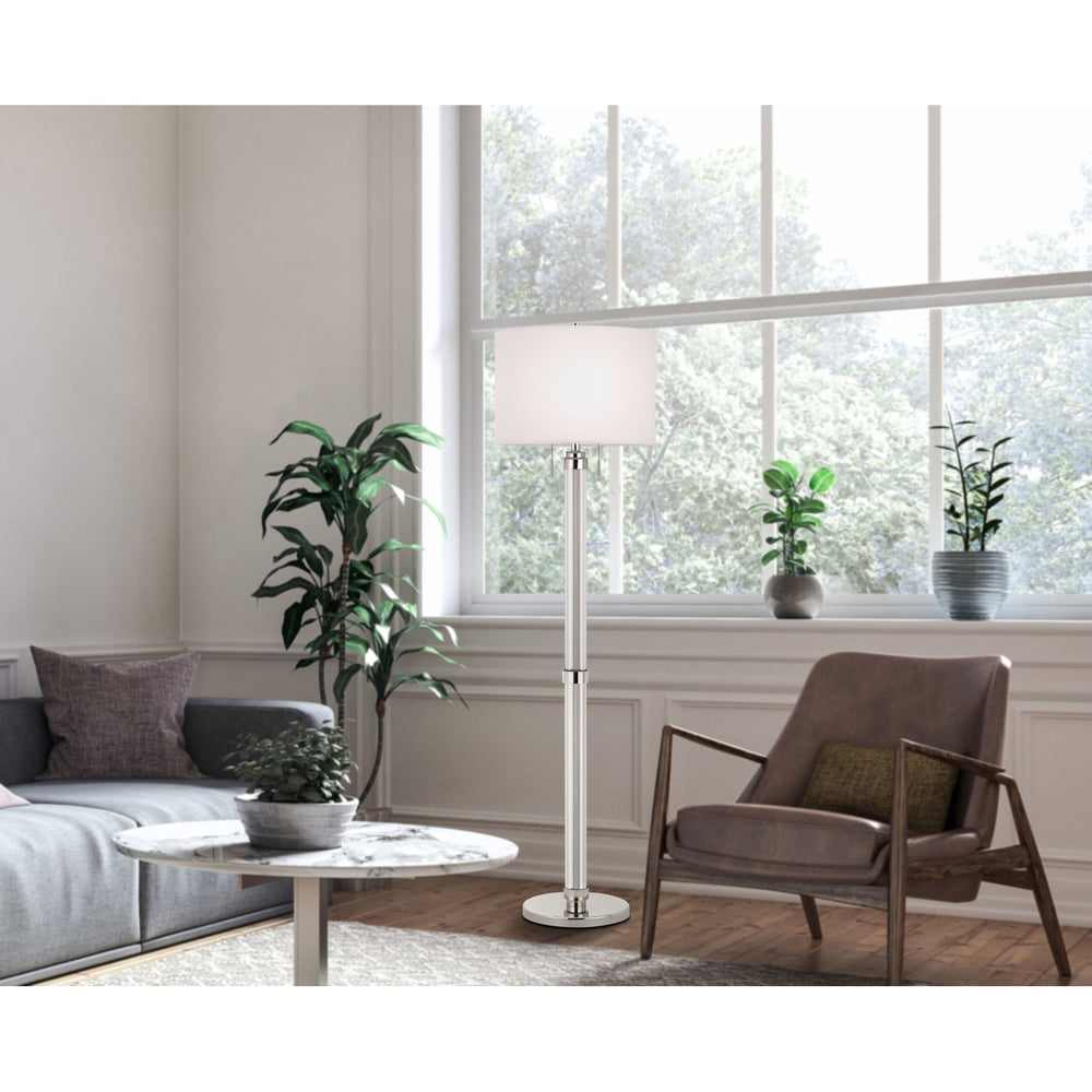 ##Antique Hardware## 60W X 2 MONTILLA METAL/ACRYLIC FLOOR LAMP WITH FABRIC SHADE