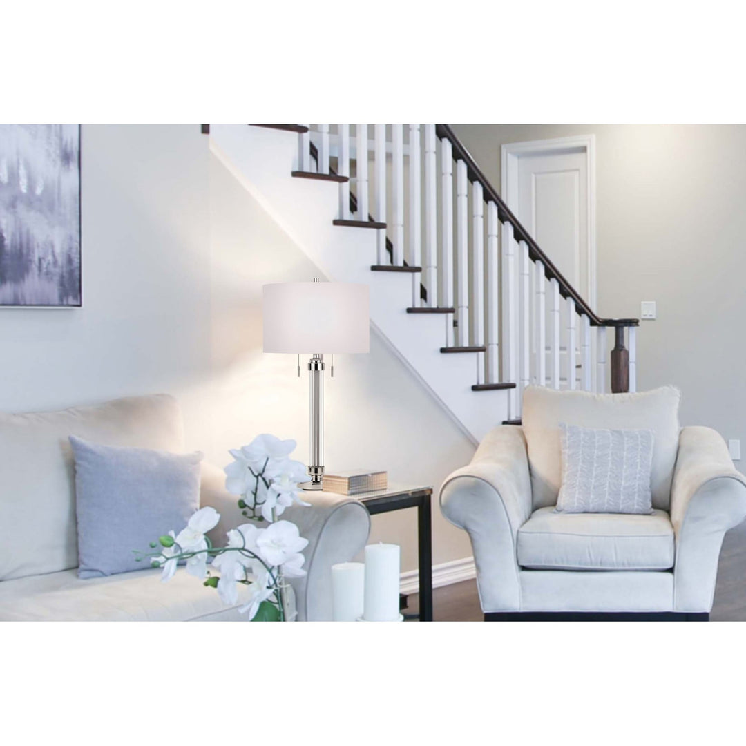 ##Antique Hardware## 60W X 2 MONTILLA METAL/ACRYLIC TABLE LAMP WITH FABRIC SHADE