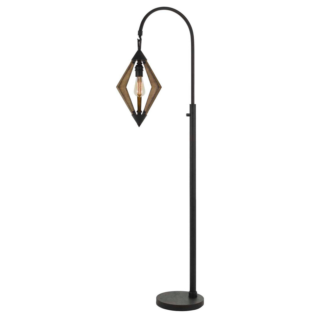 ##Antique Hardware## VALENCE 60W METAL/PINE WOOD DOWN BRIDGE FLOOR LAMP (EDISON BULB INCLUDED)
