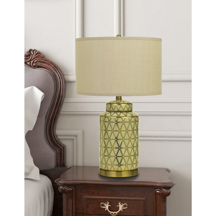 Antique Hardware BARLETTA CERAMIC TABLE LAMP WITH HARDBACK FABRIC SHADE (SOLD AND PRICED AS PAIRS) Table Lamp