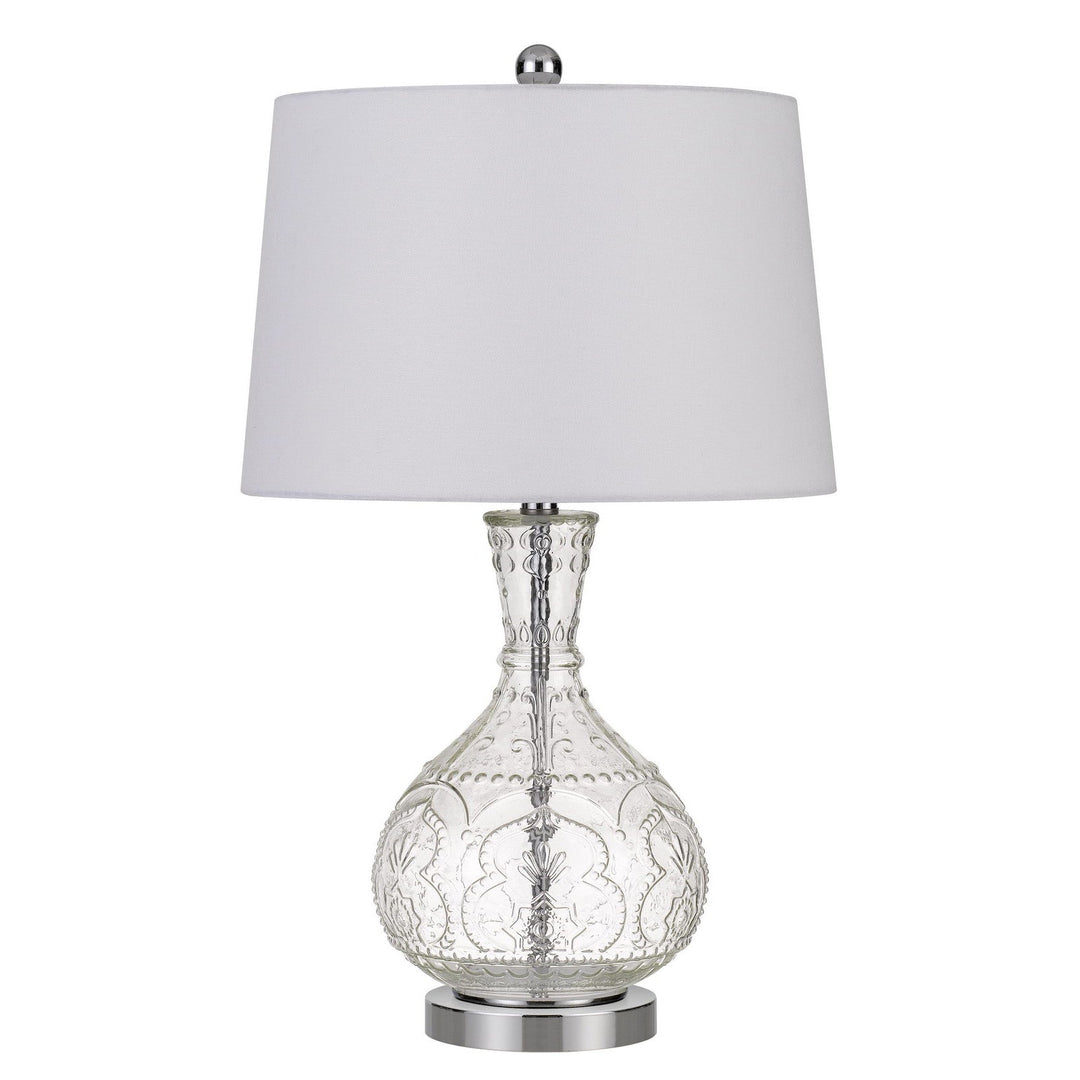 Antique Hardware 150W NADOR GLASS TABLE LAMP WITH TAPER DRUM HARDBACK FABRIC SHADE Table Lamp