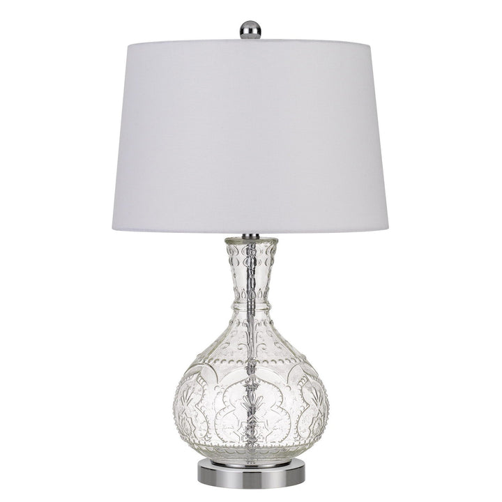 Antique Hardware 150W NADOR GLASS TABLE LAMP WITH TAPER DRUM HARDBACK FABRIC SHADE Table Lamp