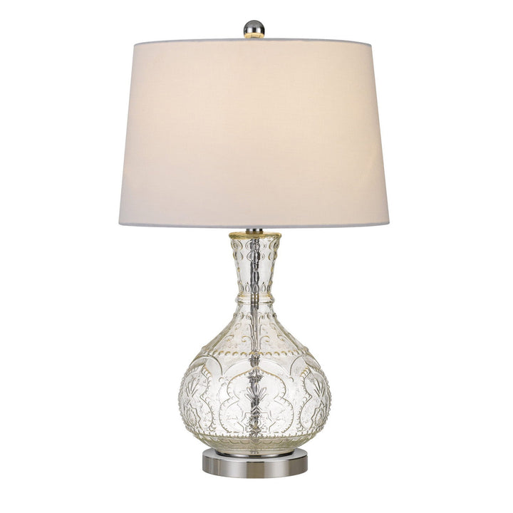 Antique Hardware 150W NADOR GLASS TABLE LAMP WITH TAPER DRUM HARDBACK FABRIC SHADE Table Lamp
