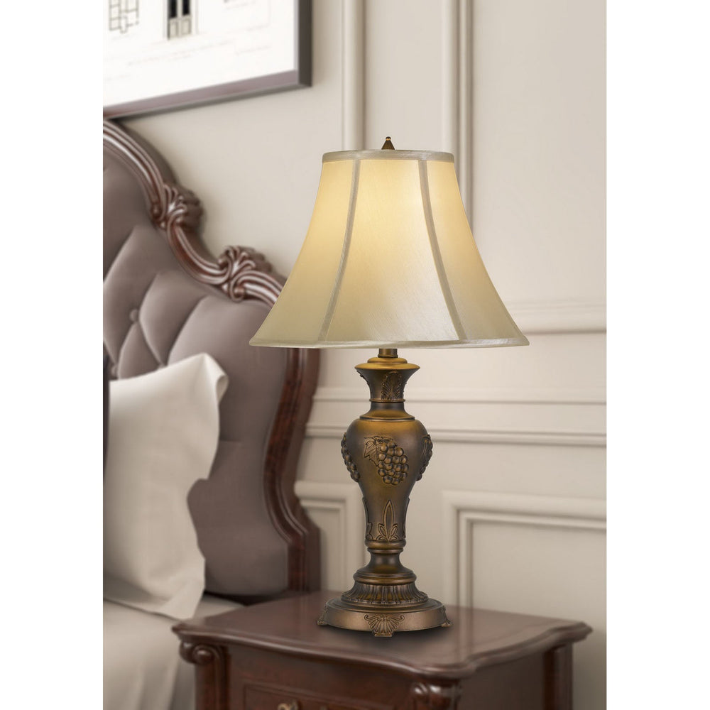 Antique Hardware 100W CAVAN ALUMINUM CASTED TABLE LAMP WITH SOFTBACK FAUX SILK SHADE Table Lamp