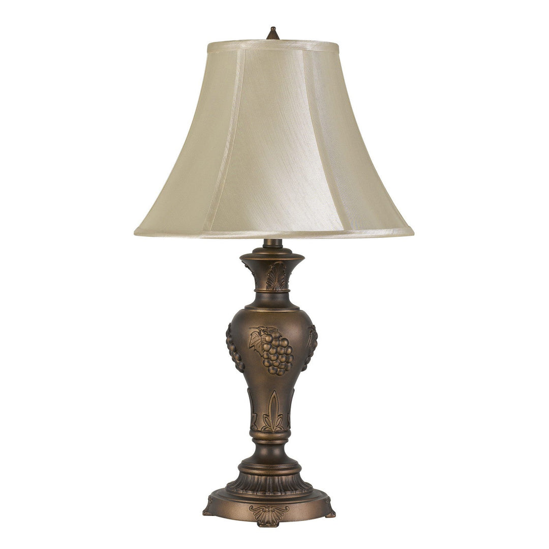Antique Hardware 100W CAVAN ALUMINUM CASTED TABLE LAMP WITH SOFTBACK FAUX SILK SHADE Table Lamp