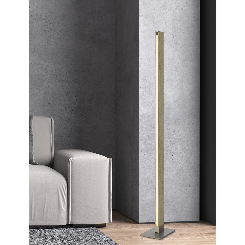 ##Antique Hardware## COLMAR INTEGRATED LED RUBBER WOOD FLOOR LAMP WITH DIMMER CONTROL. 24W, 2100 LUMEN, 3000K.