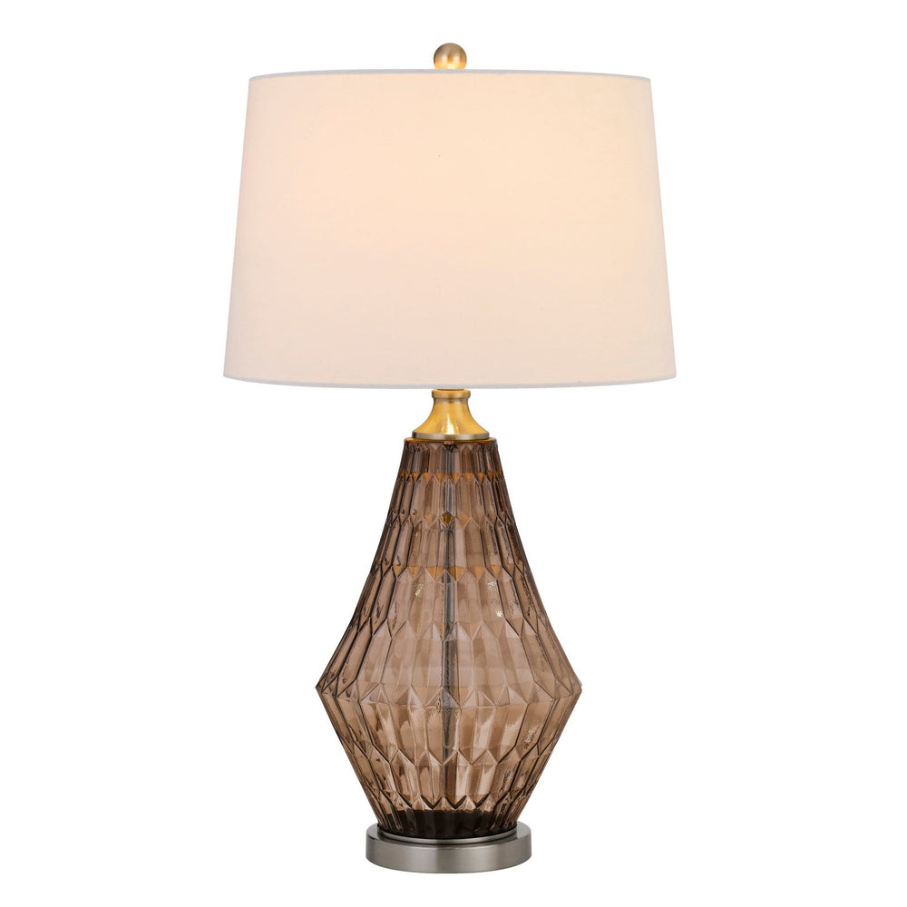 Antique Hardware 150W 3 WAY CONOVER GLASS TABLE LAMP WITH HARDBADK TAPER DRUM FABRIC SHADE Table Lamp