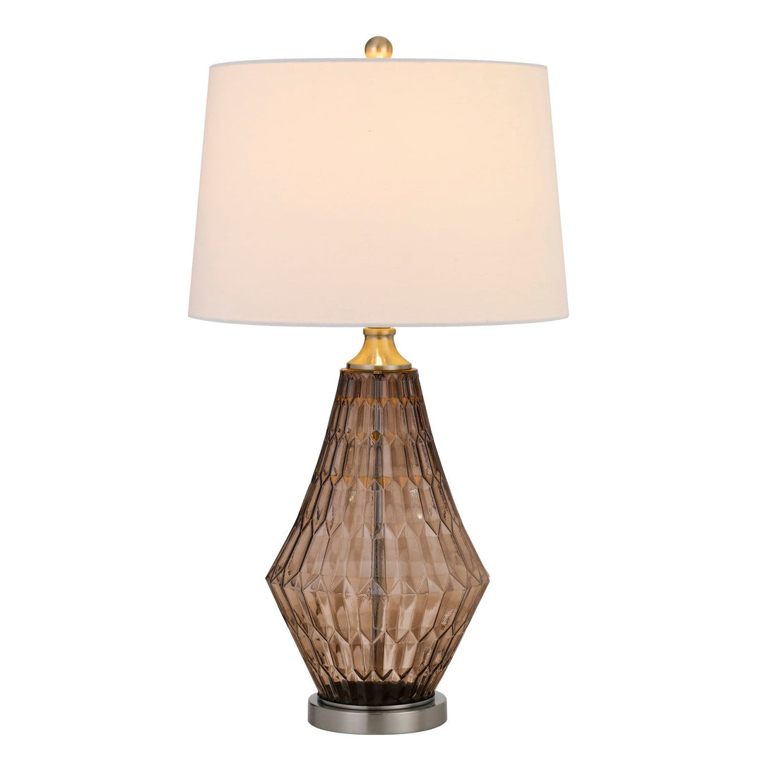 Antique Hardware 150W 3 WAY CONOVER GLASS TABLE LAMP WITH HARDBADK TAPER DRUM FABRIC SHADE Table Lamp