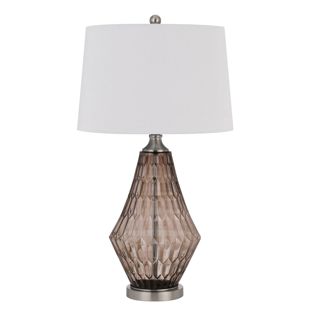 Antique Hardware 150W 3 WAY CONOVER GLASS TABLE LAMP WITH HARDBADK TAPER DRUM FABRIC SHADE Table Lamp