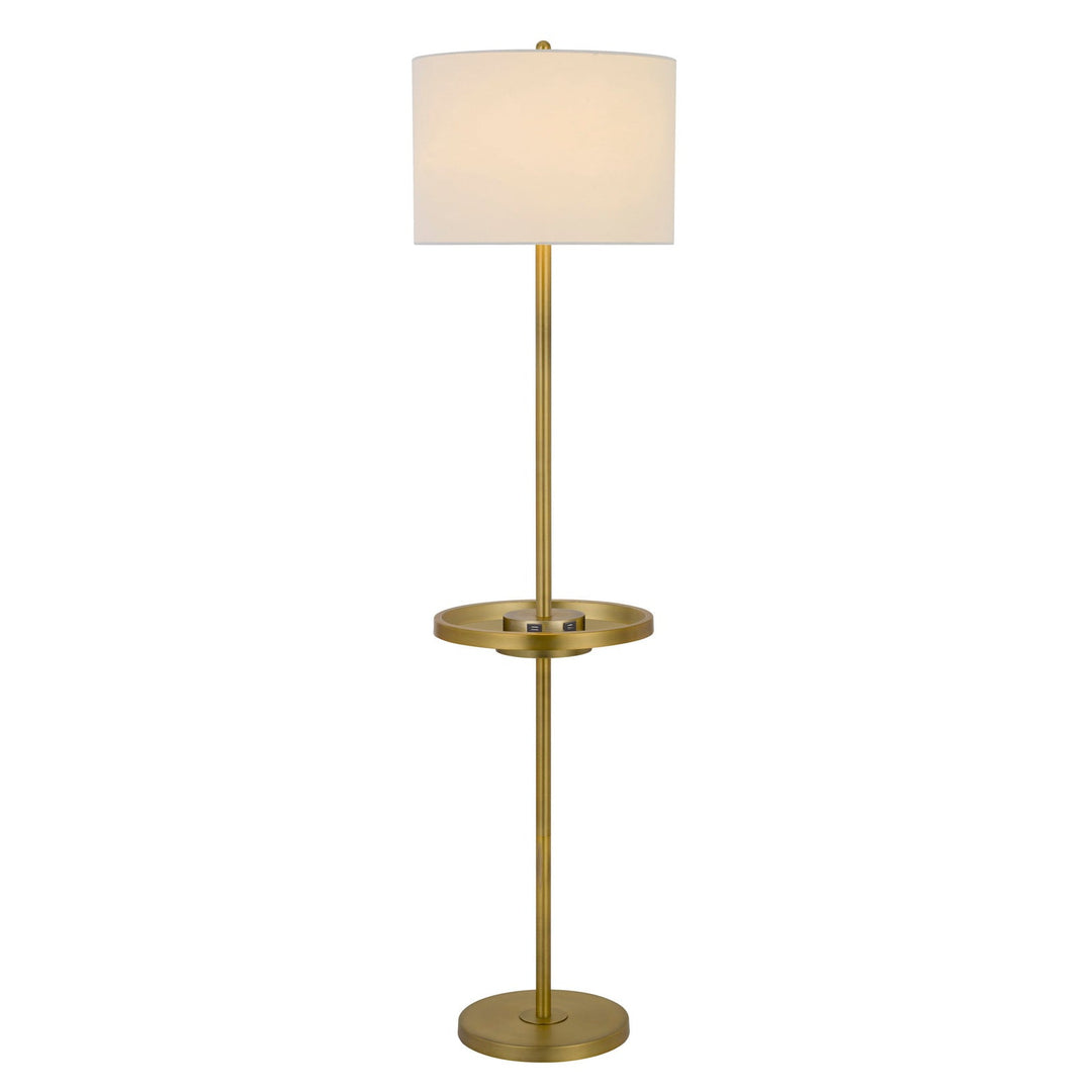 ##Antique Hardware## 150W 3 WAY CROFTON METAL FLOOR LAMP WITH CENTERED METAL TRAY TABLE WITH 2 USB CHARGING PORTS AND WEIGHTED METAL BASE