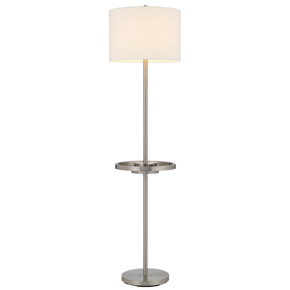 ##Antique Hardware## CROFTON METAL FLOOR LAMP WITH METAL TRAY TABLE AND 2 USB CHARGING PORTS AND A WEIGHT BASE.
