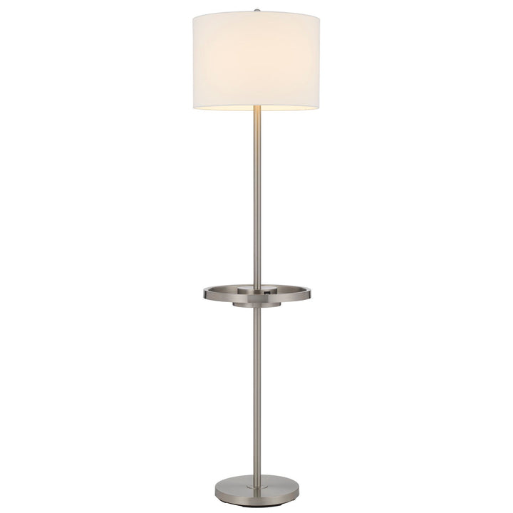 ##Antique Hardware## CROFTON METAL FLOOR LAMP WITH METAL TRAY TABLE AND 2 USB CHARGING PORTS AND A WEIGHT BASE.