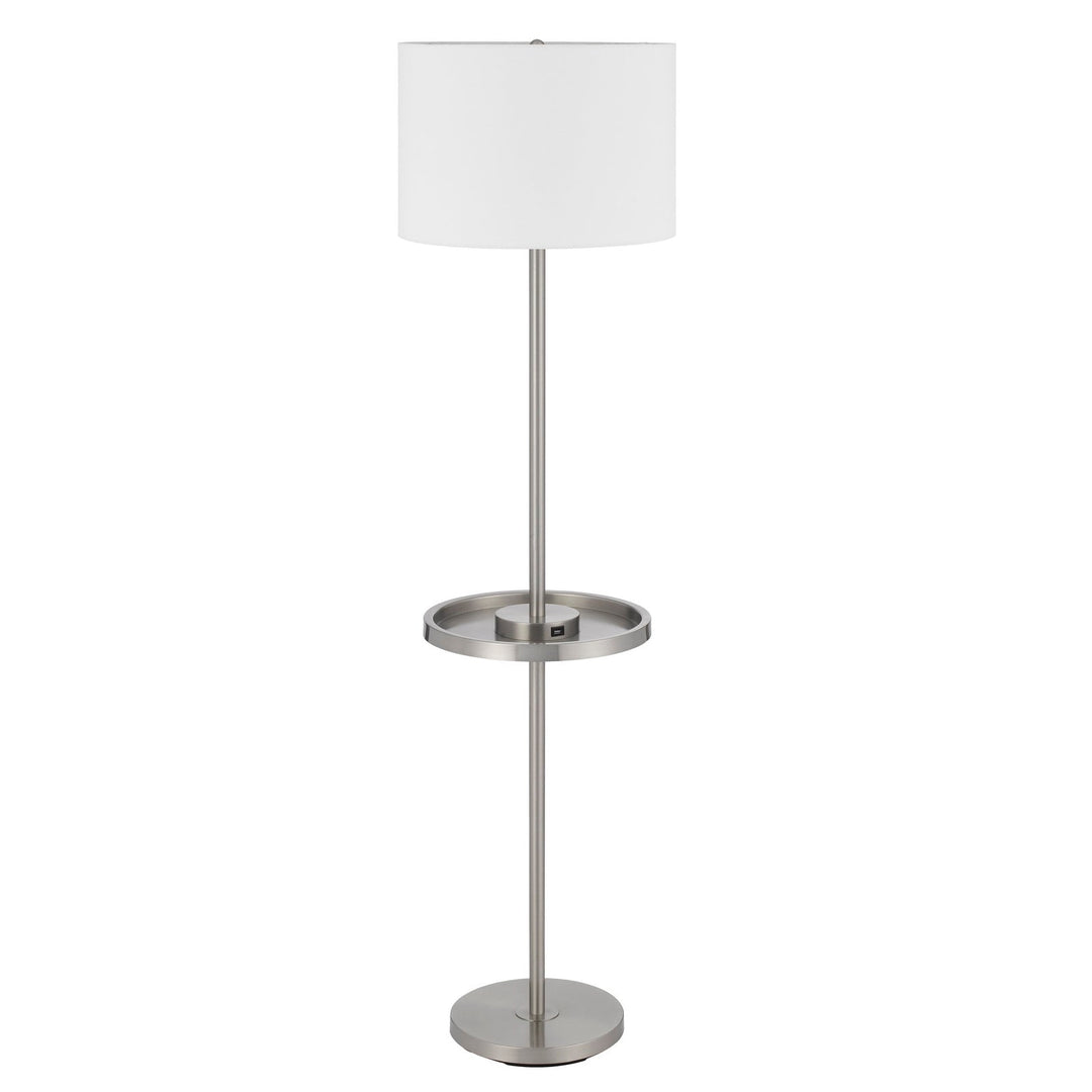##Antique Hardware## CROFTON METAL FLOOR LAMP WITH METAL TRAY TABLE AND 2 USB CHARGING PORTS AND A WEIGHT BASE.