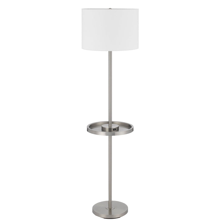 ##Antique Hardware## CROFTON METAL FLOOR LAMP WITH METAL TRAY TABLE AND 2 USB CHARGING PORTS AND A WEIGHT BASE.