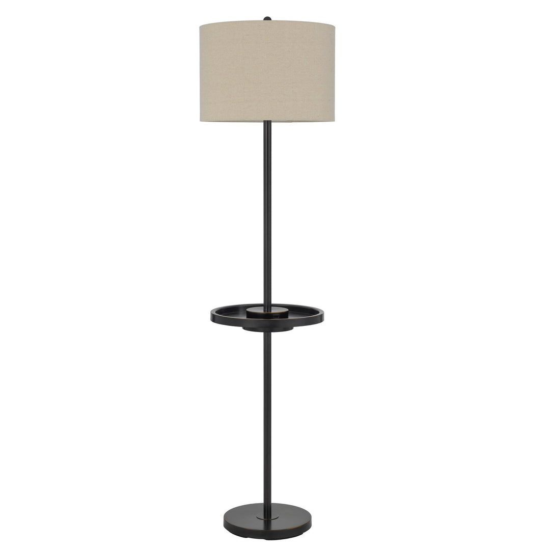 ##Antique Hardware## CROFTON METAL FLOOR LAMP WITH METAL TRAY TABLE AND 2 USB CHARGING PORTS AND A WEIGHT BASE.