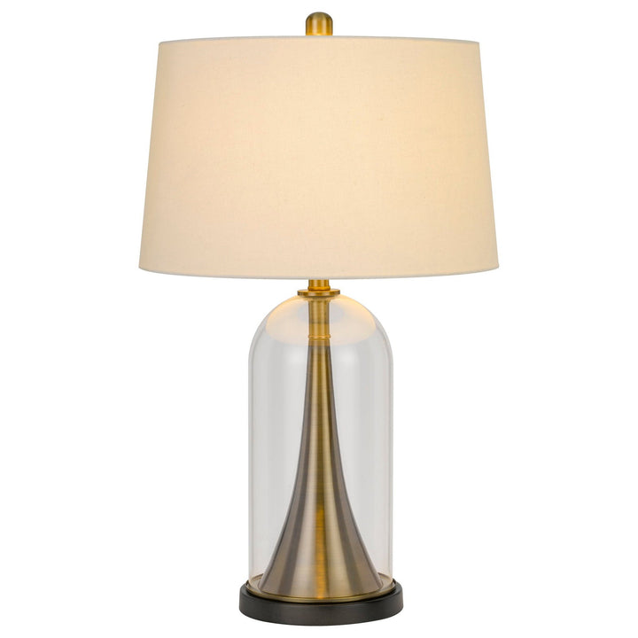 Antique Hardware 150W 3 WAY CAMARGO GLASS/METAL TABLE LAMP WITH HARDBACK TAPER DRUM FABRIC SHADE Table Lamp