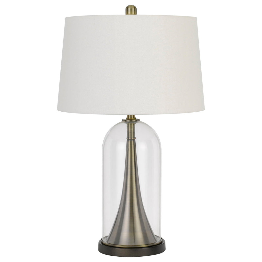 Antique Hardware 150W 3 WAY CAMARGO GLASS/METAL TABLE LAMP WITH HARDBACK TAPER DRUM FABRIC SHADE Table Lamp