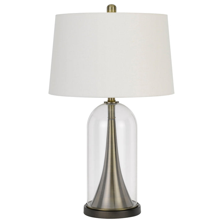Antique Hardware 150W 3 WAY CAMARGO GLASS/METAL TABLE LAMP WITH HARDBACK TAPER DRUM FABRIC SHADE Table Lamp
