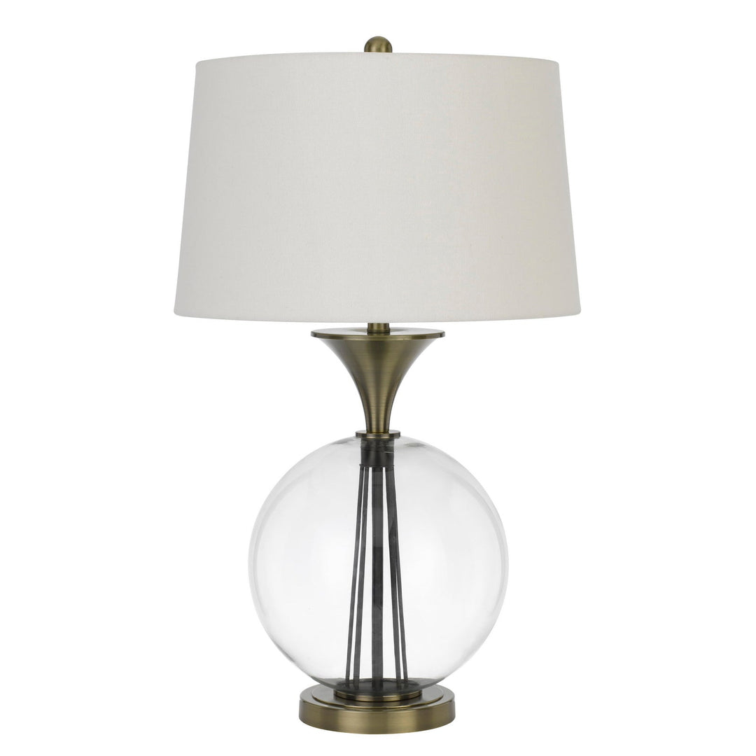 Antique Hardware 150W 3 WAY MOXEE GLASS/METAL TABLE LAMP WITH HARDBACK TAPER DRUM FABRIC SHADE Table Lamp
