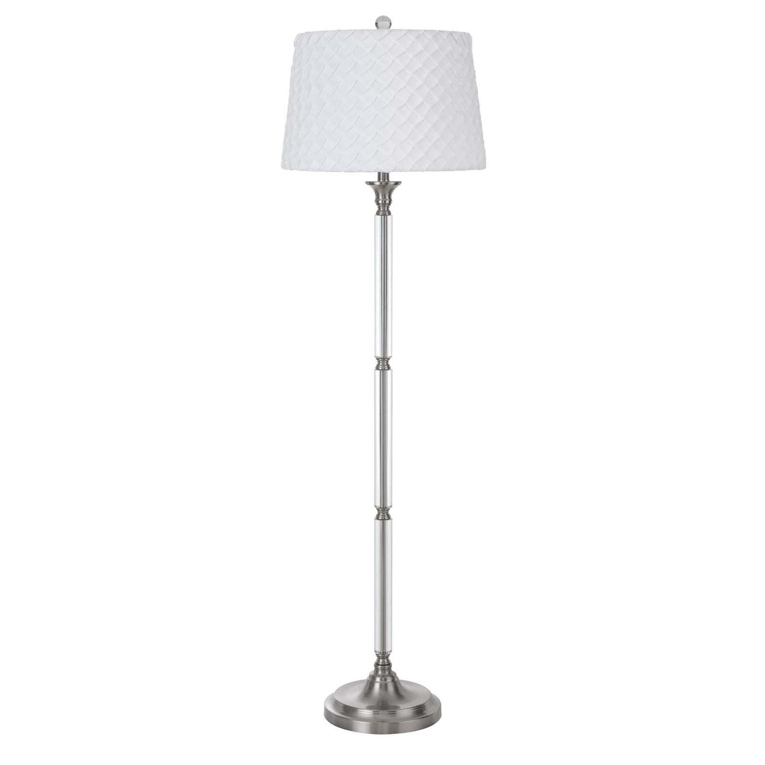 ##Antique Hardware## 150W 3 WAY RUSTON CRYSTAL/METAL FLOOR LAMP WITH PLEATED HARDBACK SHADE