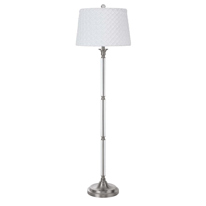 ##Antique Hardware## 150W 3 WAY RUSTON CRYSTAL/METAL FLOOR LAMP WITH PLEATED HARDBACK SHADE