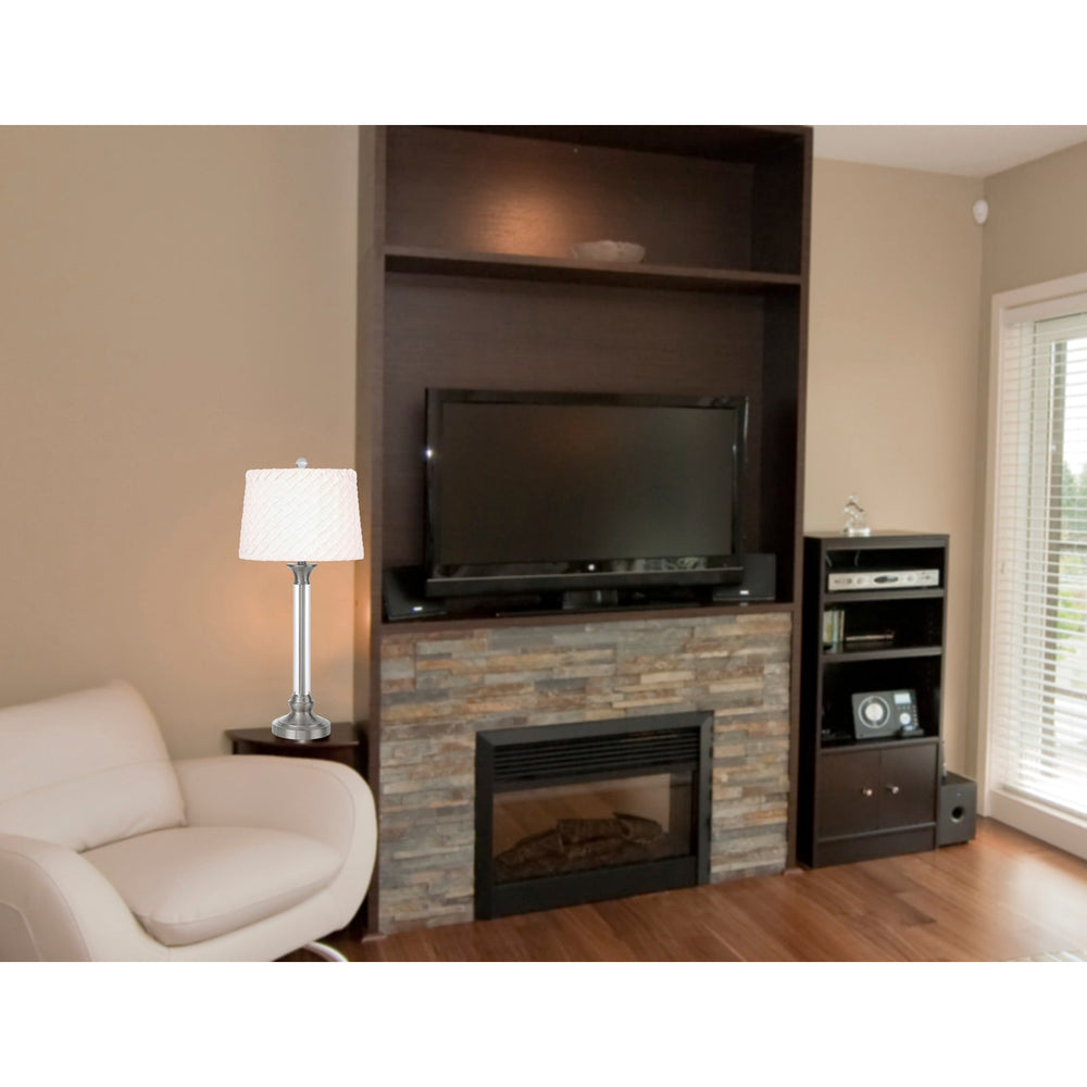 ##Antique Hardware## 150W 3 WAY RUSTON CRYSTAL/METAL TABLE LAMP WITH PLEATED HARDBACK SHADE