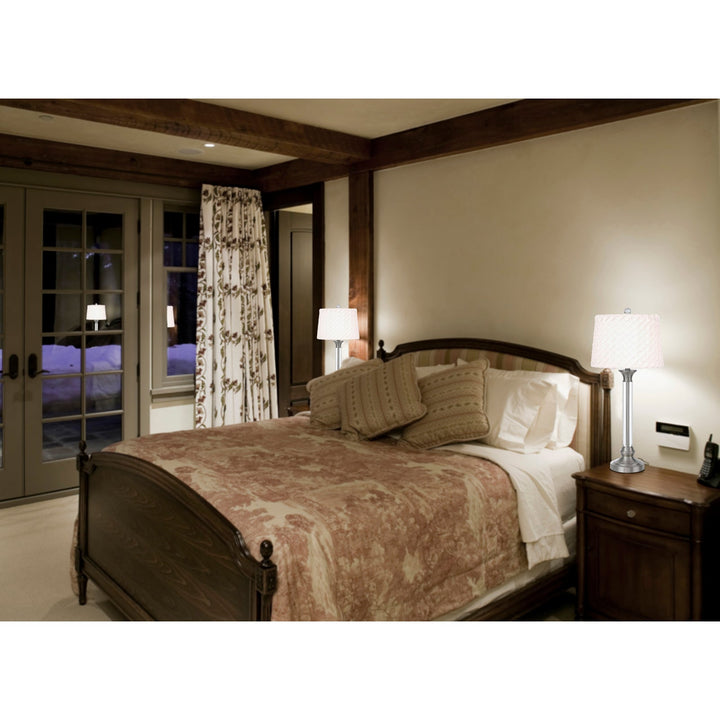 ##Antique Hardware## 150W 3 WAY RUSTON CRYSTAL/METAL TABLE LAMP WITH PLEATED HARDBACK SHADE