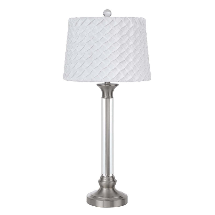 ##Antique Hardware## 150W 3 WAY RUSTON CRYSTAL/METAL TABLE LAMP WITH PLEATED HARDBACK SHADE