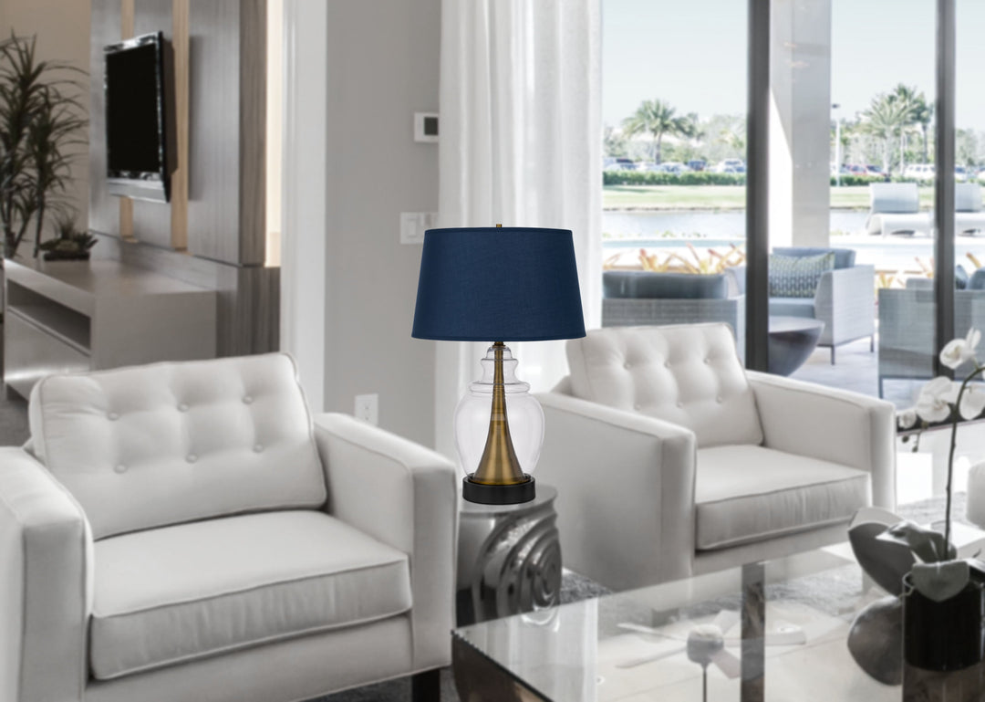 ##Antique Hardware## CUPOLA GLASS/METAL TABLE LAMP