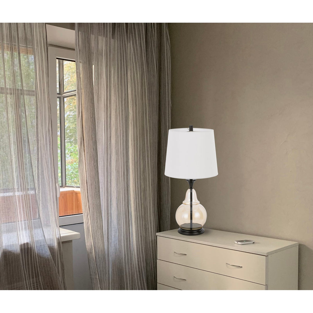 Antique Hardware 150W 3 WAY KITTERY GLASS TABLE LAMP WITH HARDBACK FABRIC SHADE Table Lamp