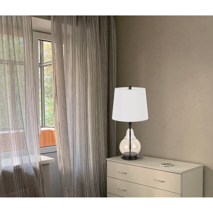 Antique Hardware 150W 3 WAY KITTERY GLASS TABLE LAMP WITH HARDBACK FABRIC SHADE Table Lamp