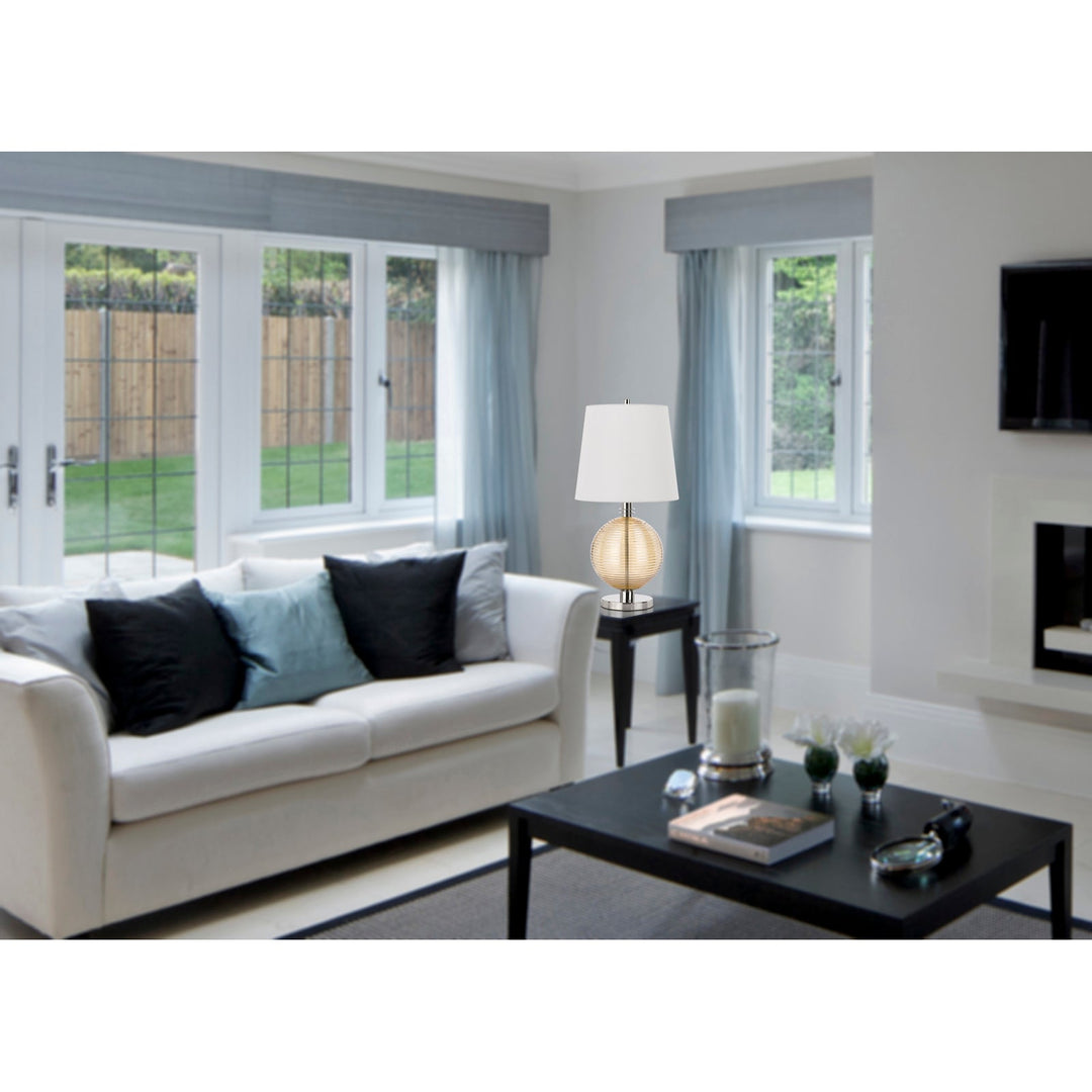 Antique Hardware 150W 3 WAY SALISBURY GLASS TABLE LAMP WITH HARDBACK FABRIC SHADE Table Lamp